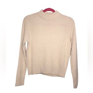 Divided Ribbed Cream Sweater - Size S